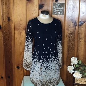 Yumi blue/tan floral longsleeve mini dress size 12
